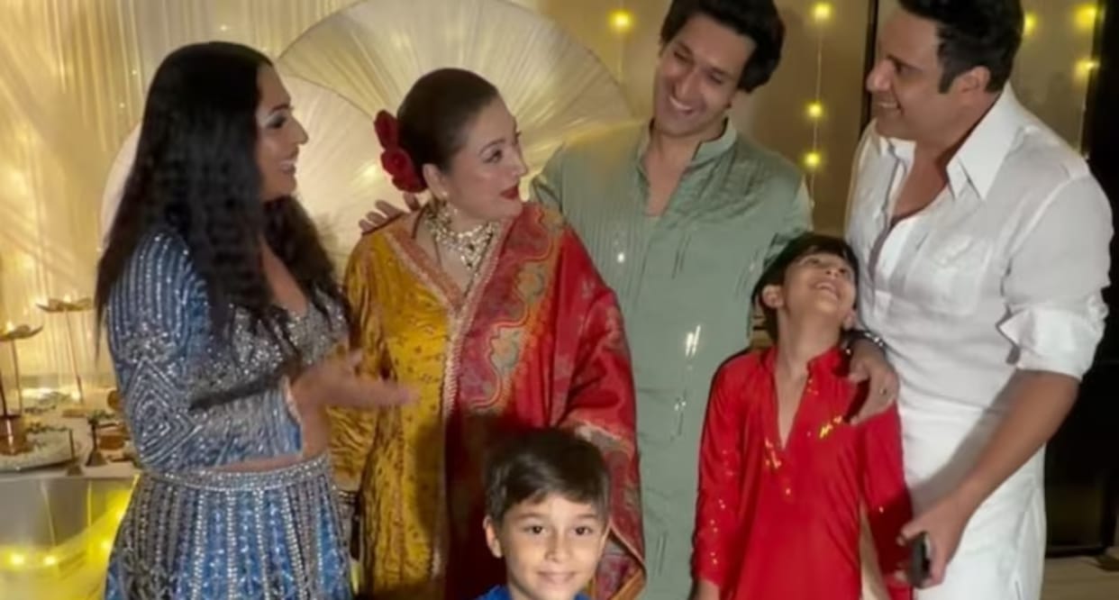 Krushna Abhisheks sons touch Govindas wife Sunita Ahujas feet Kashmeera shares warm hug