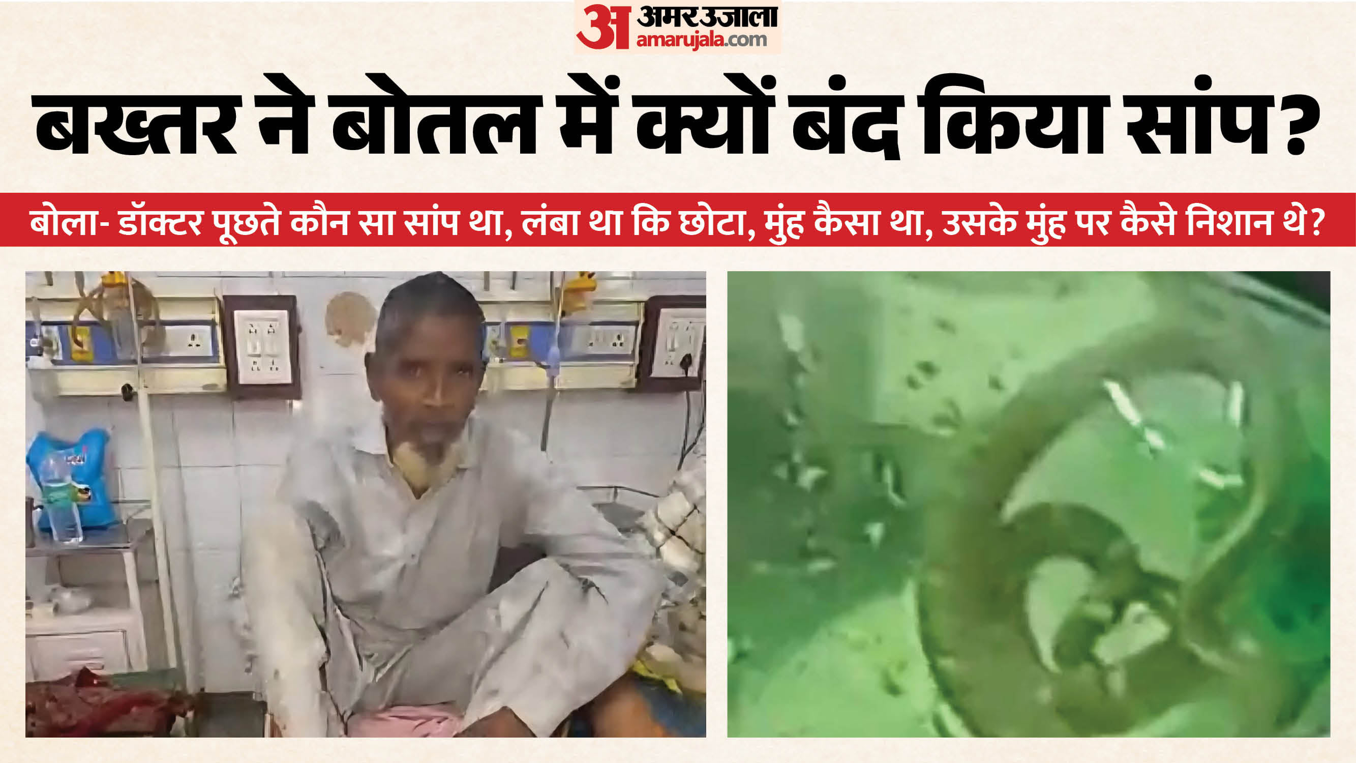 सांप बोतल में बंद कर अस्पताल पहुंचा बुजुर्ग