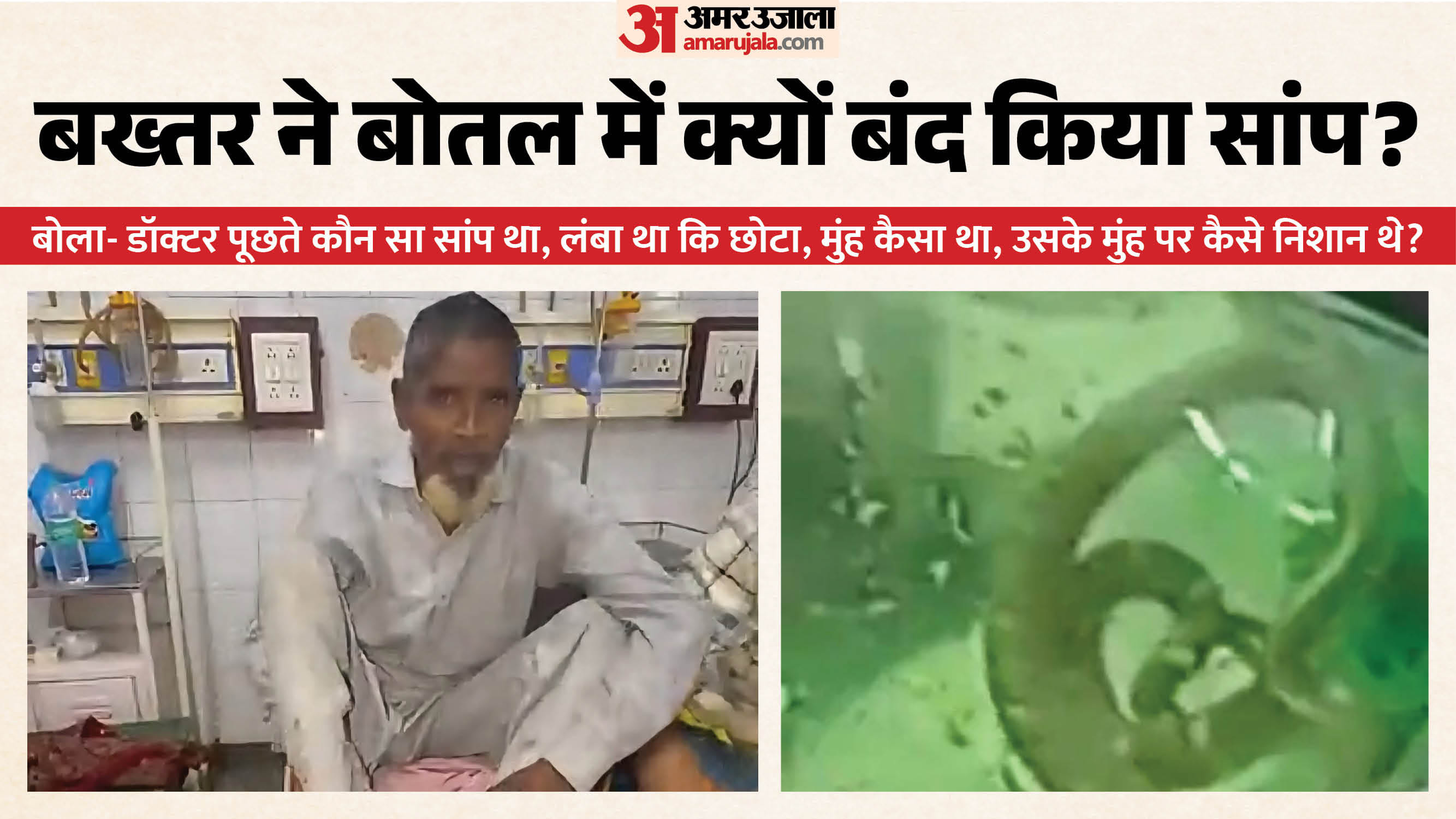 सांप बोतल में बंद कर अस्पताल पहुंचा बुजुर्ग