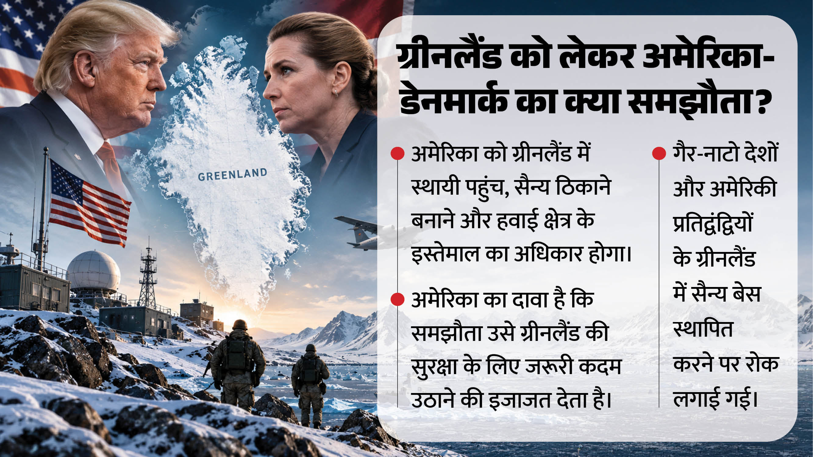 अमेरिका-ग्रीनलैंड और डेनमार्क के बीच समझौता।