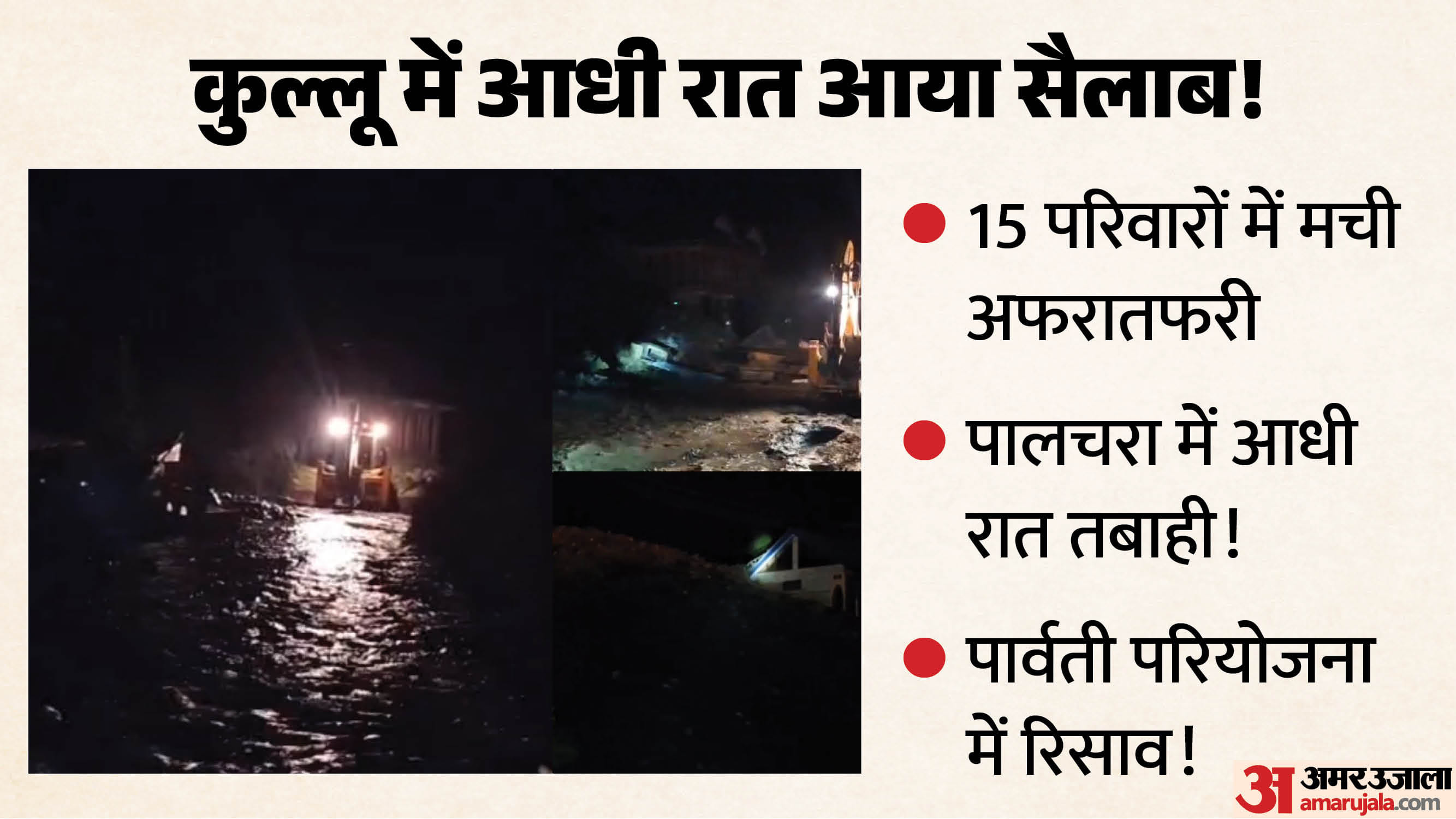 कुल्लू के सैंज क्षेत्र की रैला पंचायत के पालचरा गांव में घरों में घुसा पानी।