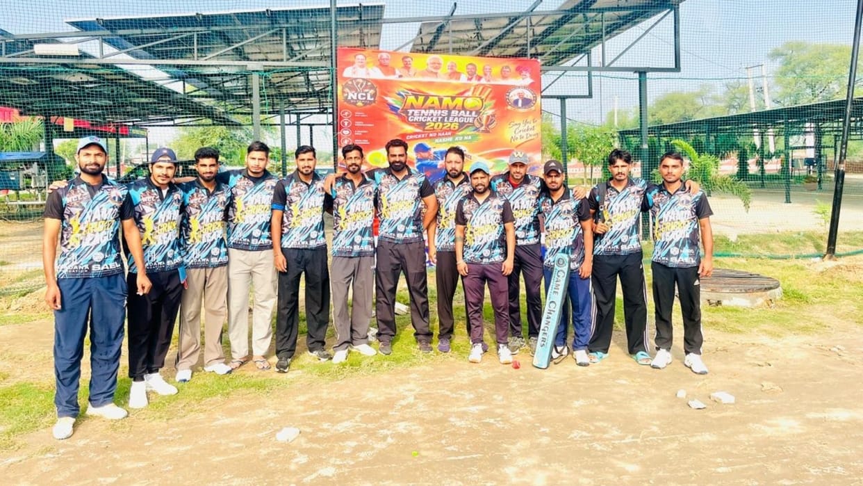 Day 2 of the Namo Cricket League in Hisar today; exciting matches ahead.