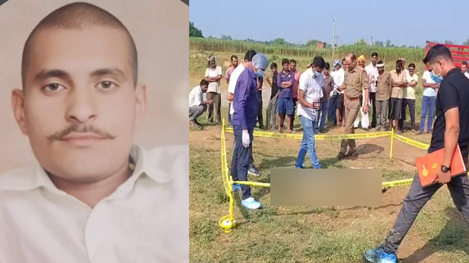 मृतक की फाइल फोटो व मौके पर मौजूद पुलिस