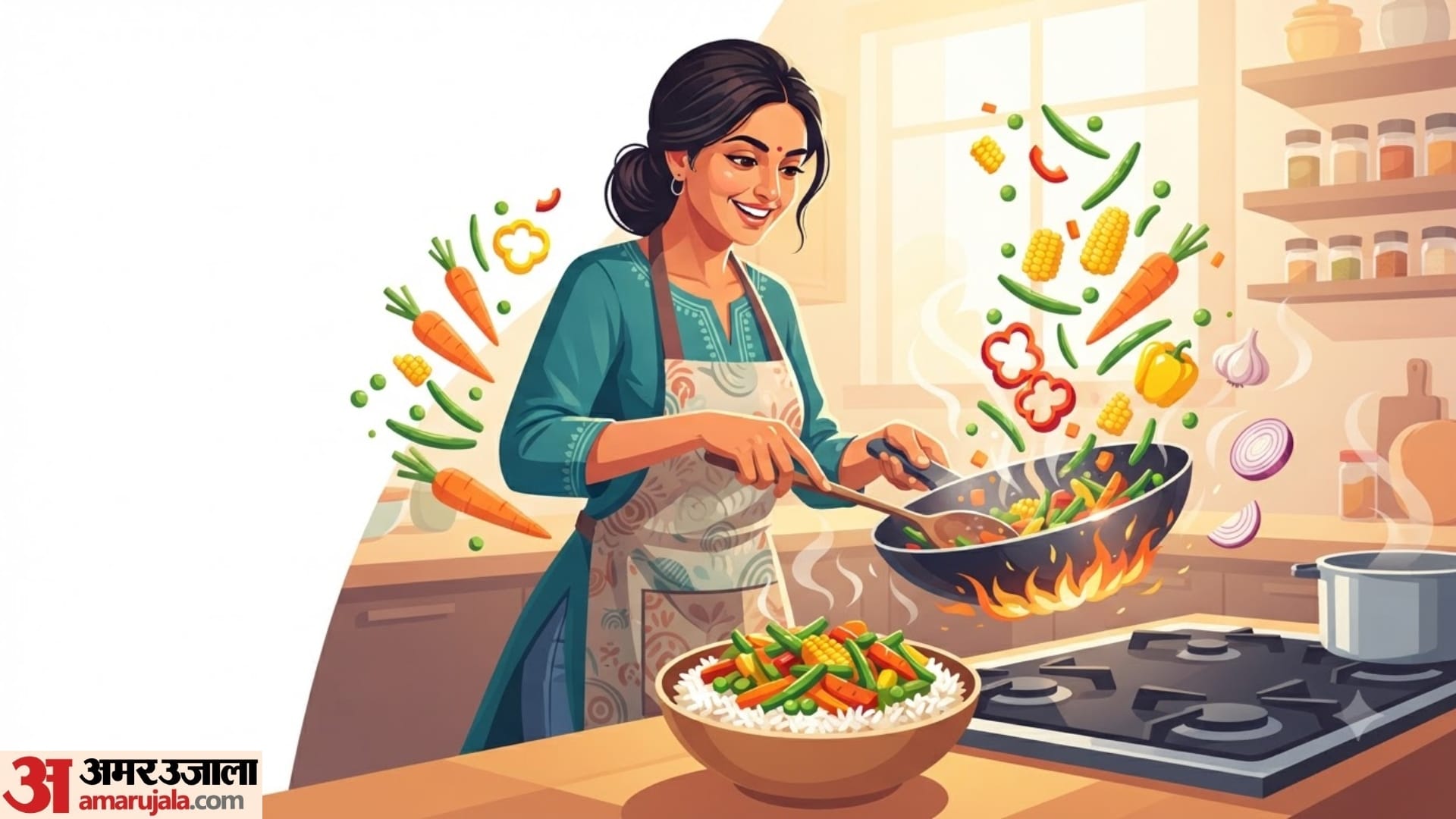 how to make healthy veggie rice bowl at home full recipe in hindi