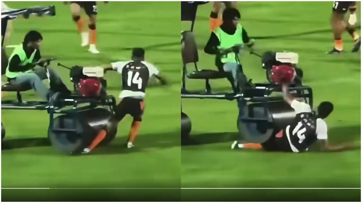 Former England Footballer Andros Townsend Run Over By Pitch Roller During Warm-Up