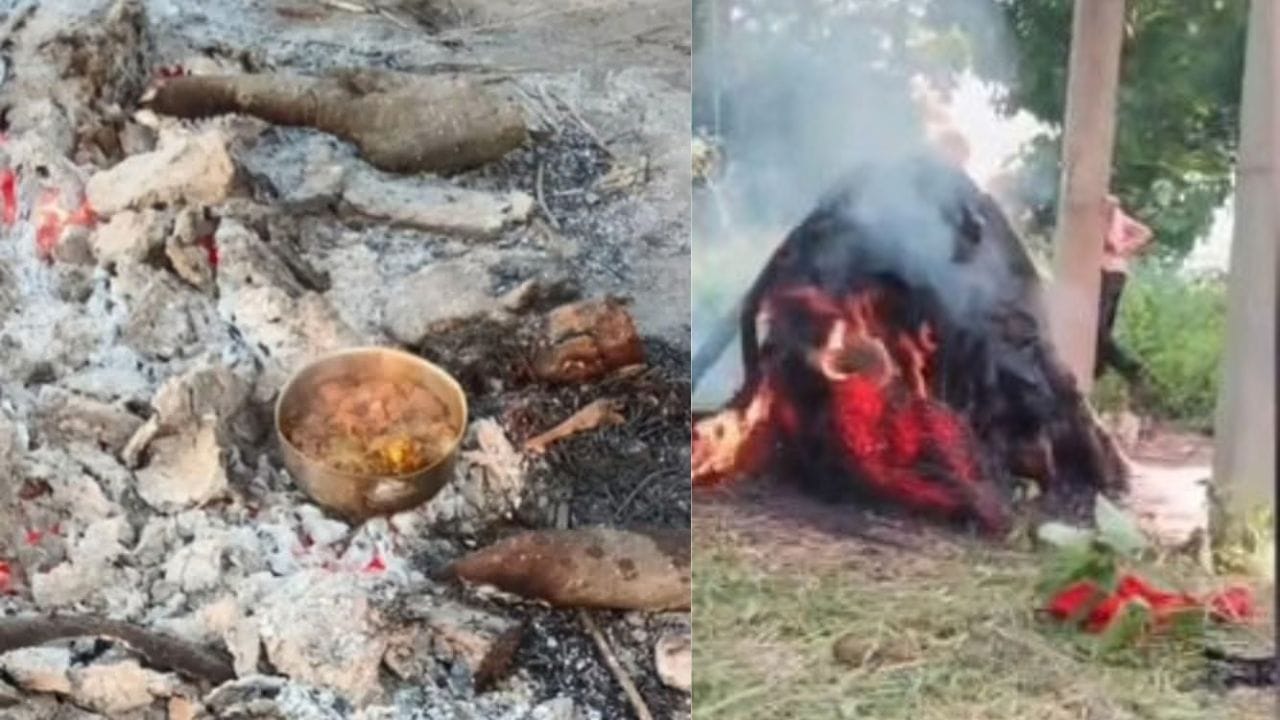 three accused arrested for cooking chicken over fire of burning funeral pyre in Shahjahanpur