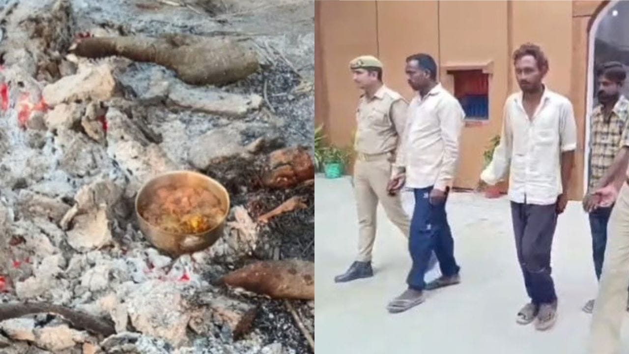 three accused arrested for cooking chicken over fire of burning funeral pyre in Shahjahanpur