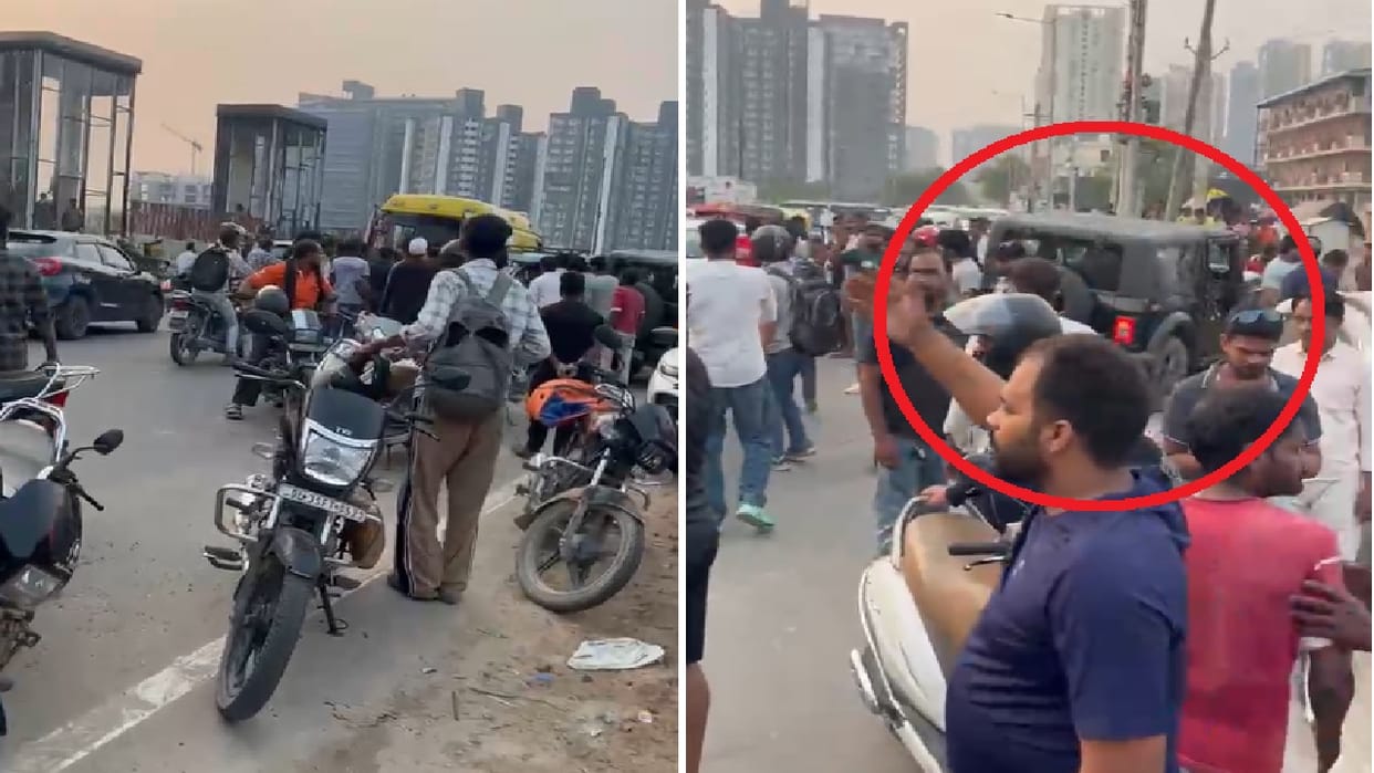 Thar hits couple on a scooter in Greater Noida