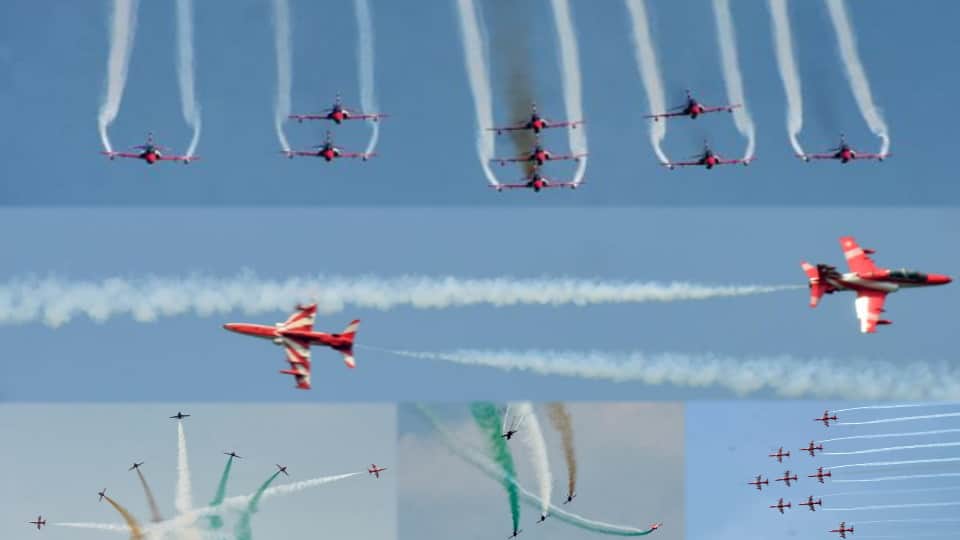Surya Kiran Air Show in Meerut: Nine Hawk Jets Dazzle Crowd with 30-Minute Aerial Display