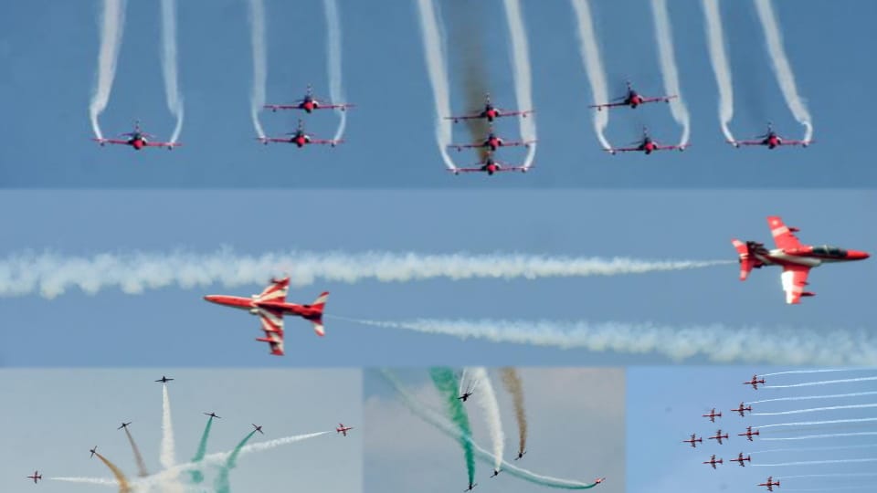 Surya Kiran Air Show in Meerut: Nine Hawk Jets Dazzle Crowd with 30-Minute Aerial Display