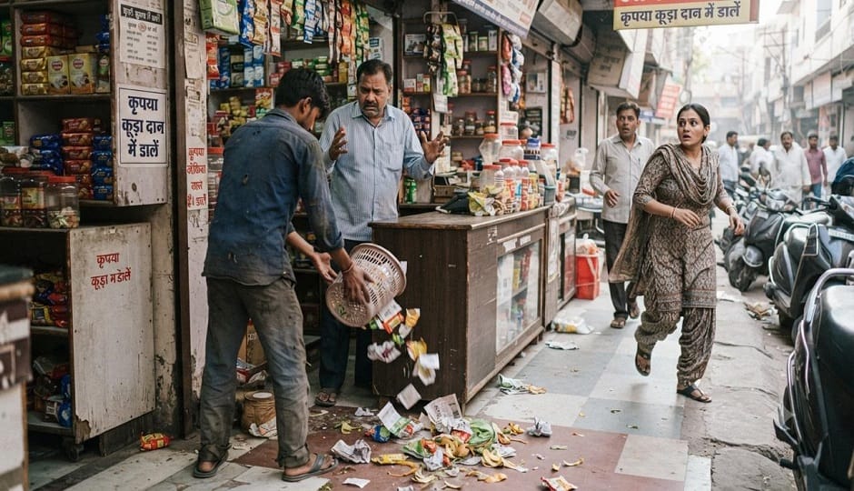 मानसिक रूप से कमजोर युवक के व्यवहार से व्यापारी और ग्राहक परेशान।