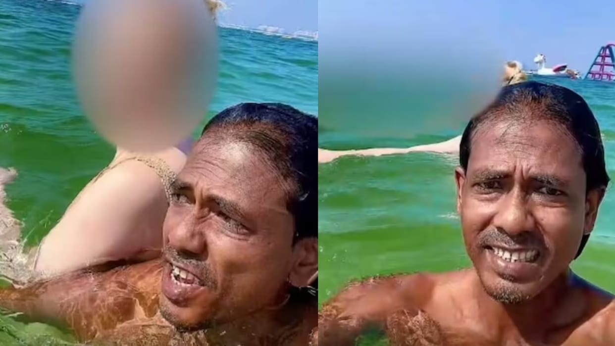 Dubai Beach Viral Video Bangladeshi Man Seen Making Contact With Foreign Tourist
