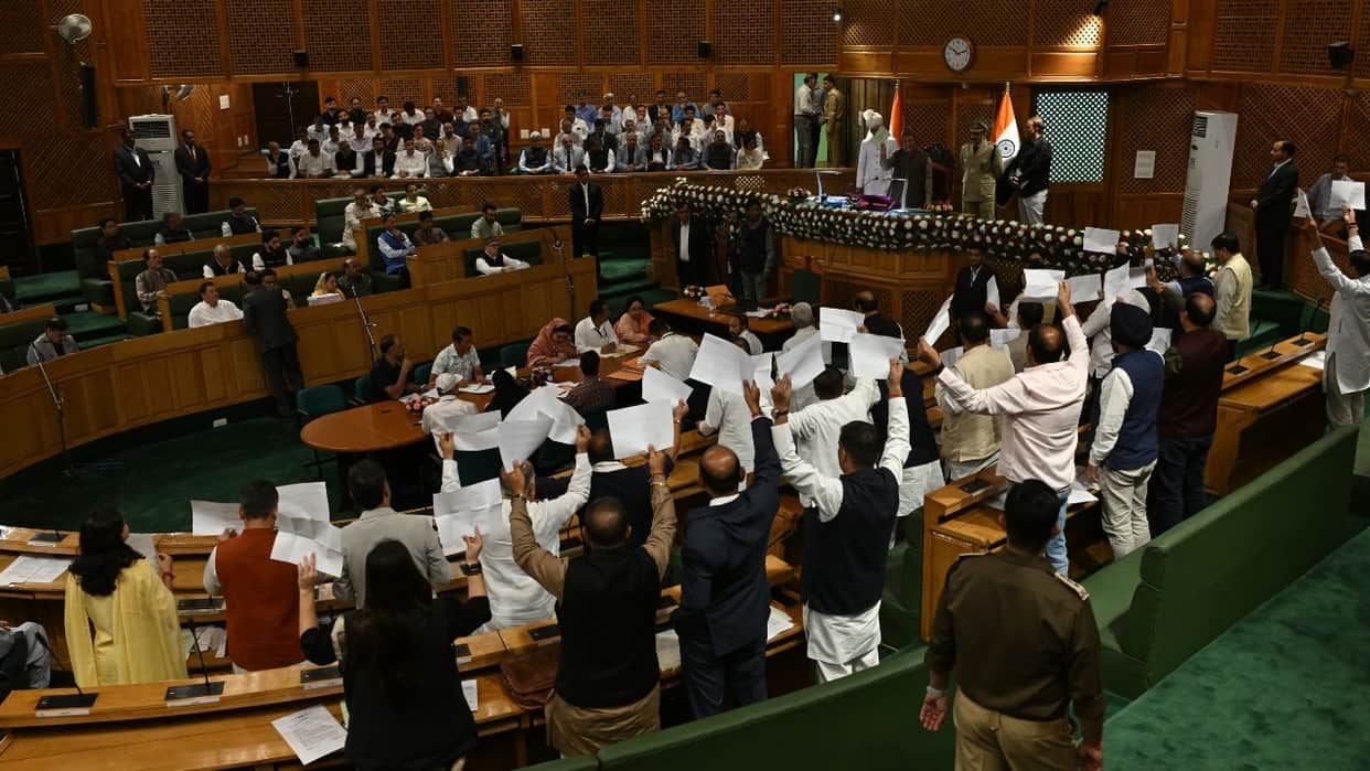 Uproar in Jammu and Kashmir Assembly over holidays.