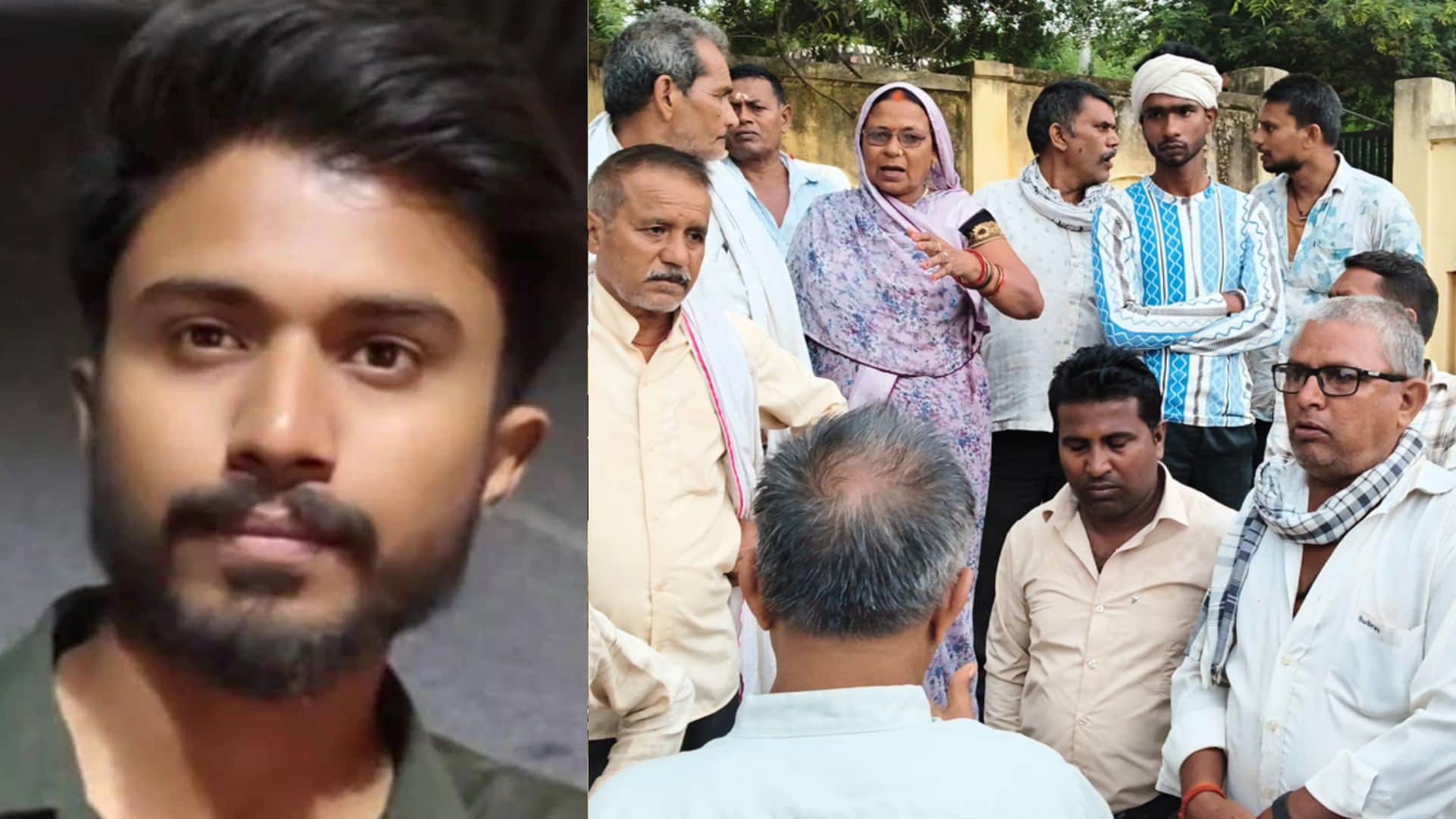 मृतक की फाइल फोटो व मौके पर मौजूद लोग