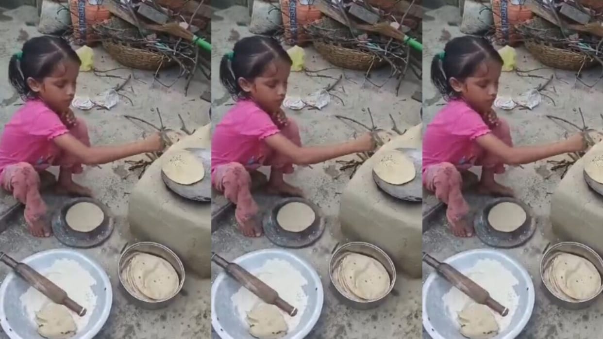 viral little girl cooking food on chule at child age viral video emotional social media