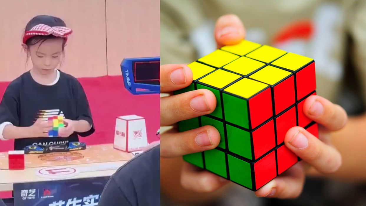China 6 year old girl rubiks cube world record 4.27 seconds viral video