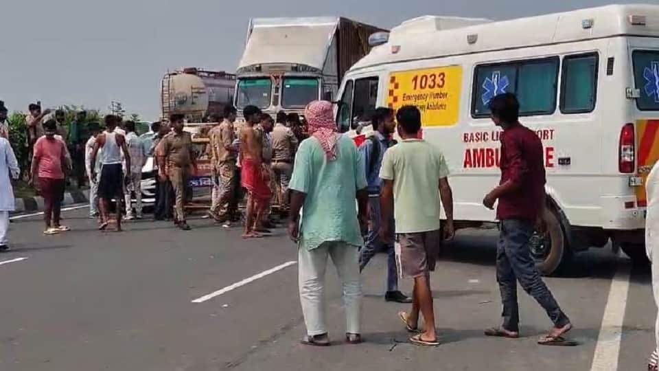 Truck runs over motorcyclists in Mathura girl dies two injured