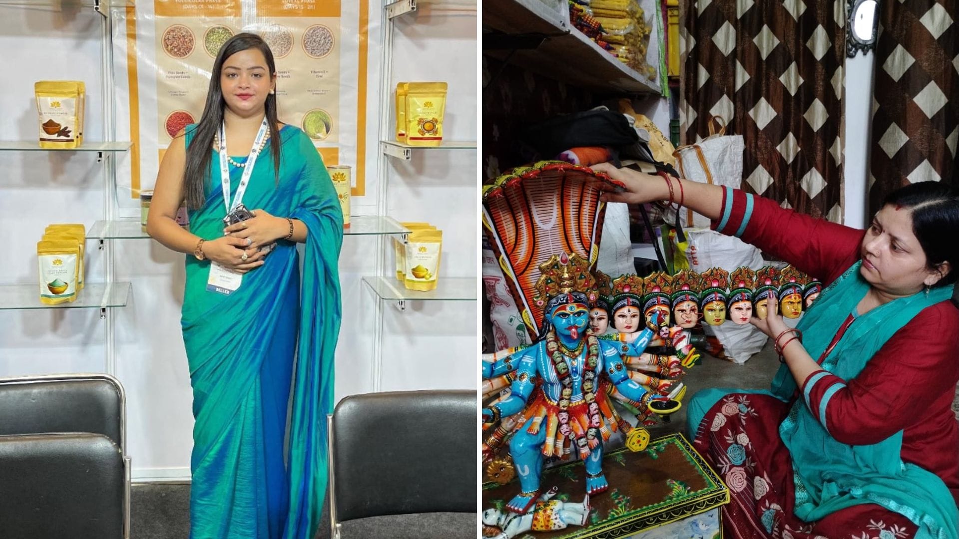 लकड़ी के खिलौने के साथ अमृता और अदिति।