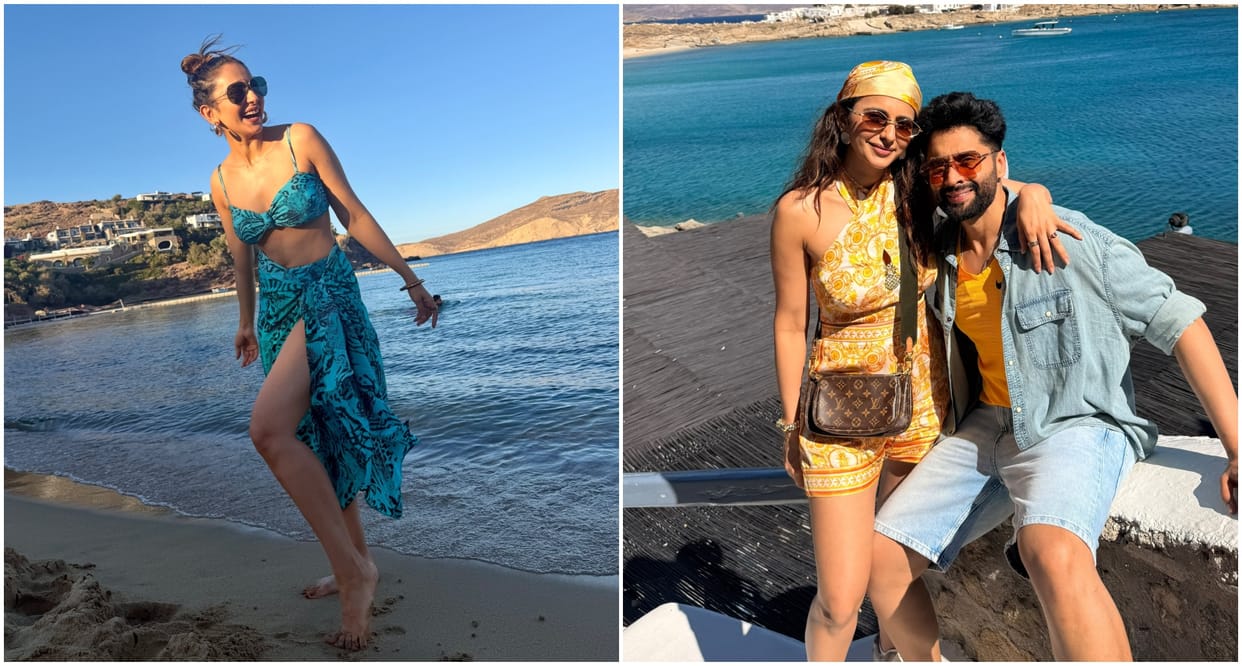 Rakul Preet Singh on Greece Tour give hot pose shares photos with Jackky Bhagnani