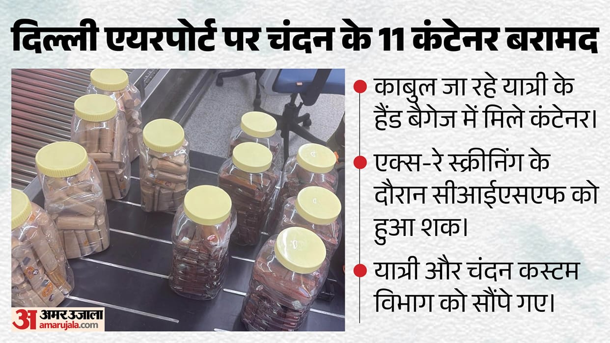 Delhi airport passenger caught with 11 containers of sandalwood while flying to Kabul