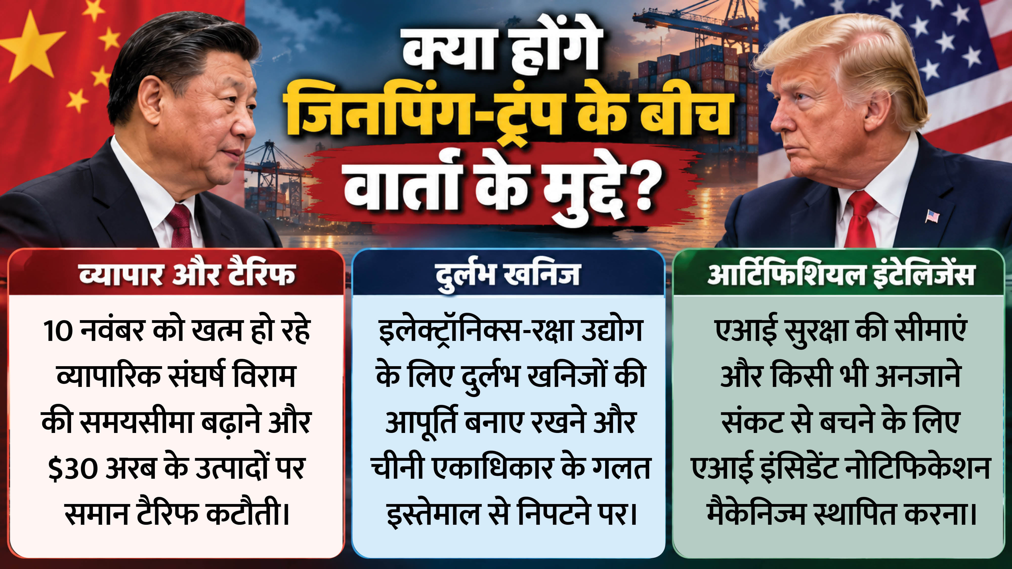 ट्रंप-शी के बीच वार्ता के मुद्दे।