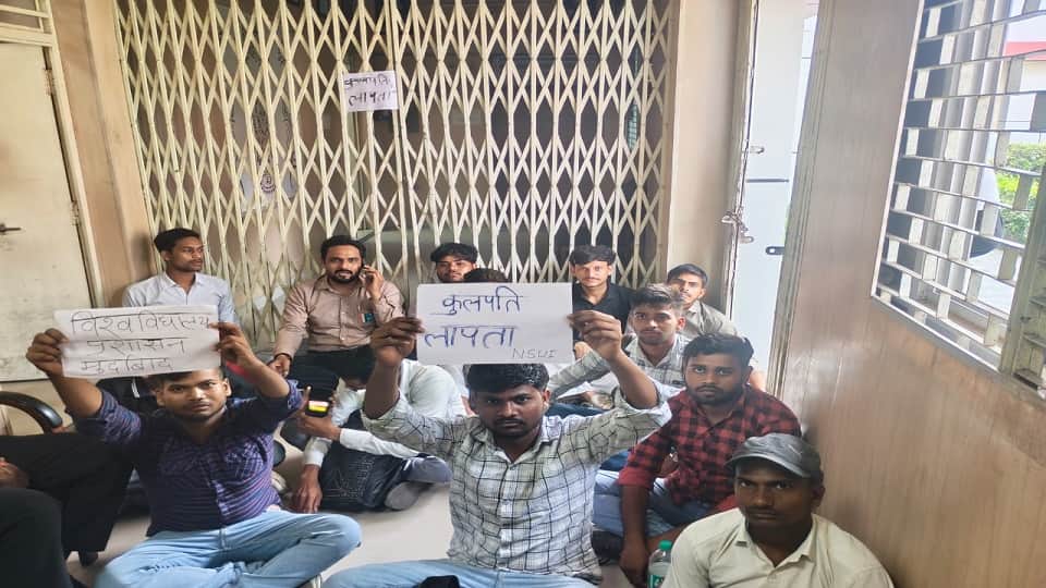 Students put up posters at Dr. Bhimrao Ambedkar University declaring Vice-Chancellor missing