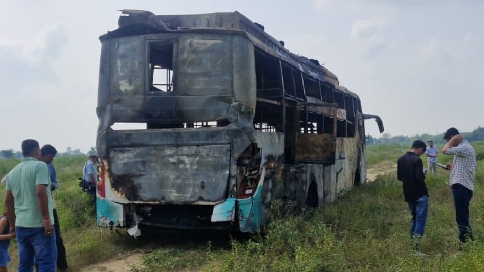 Greater Noida Yamuna Expressway bus fire accident Nine killed many rescued as bus fir
