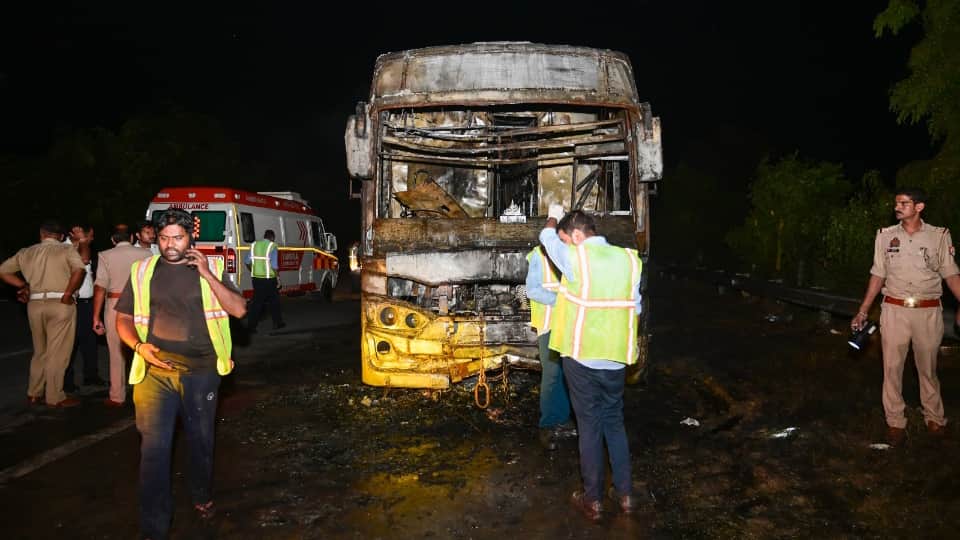 Greater Noida bus fire killed 9 Blast in AC set engine oil ablaze