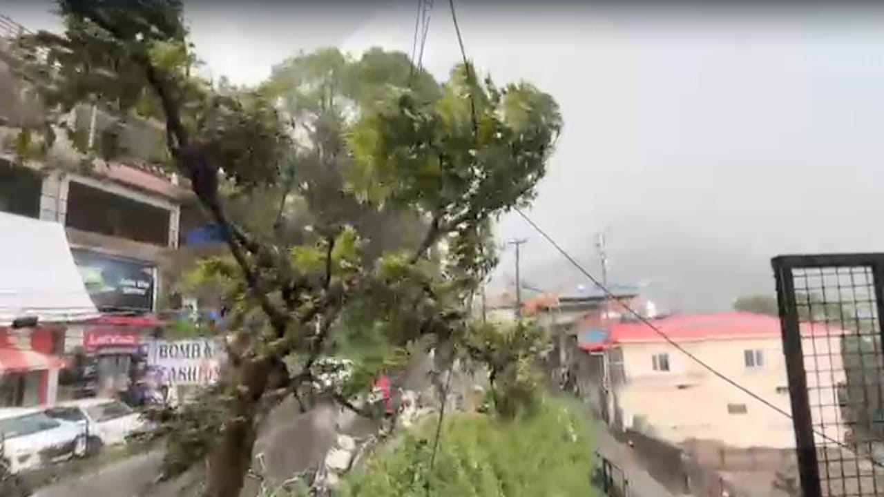 धर्मशाला में तेज हवाओं के साथ बारिश।