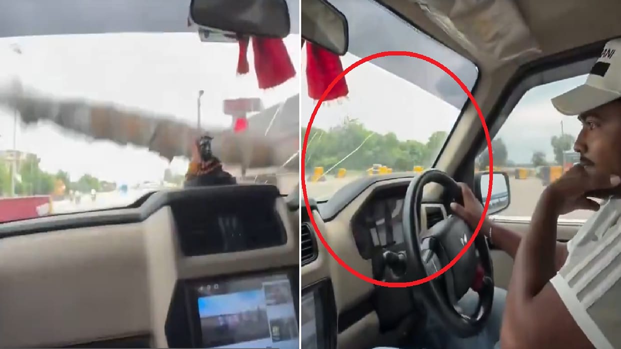 Car driver got windshield broken while trying to save 100–200 rupee in toll