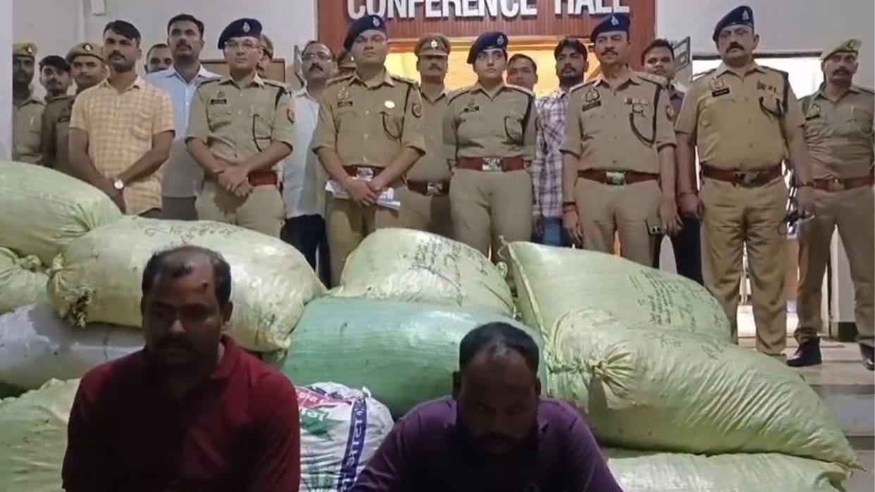 Cannabis 3 crore seized while being transported to Mirzapur in container two smugglers arrested