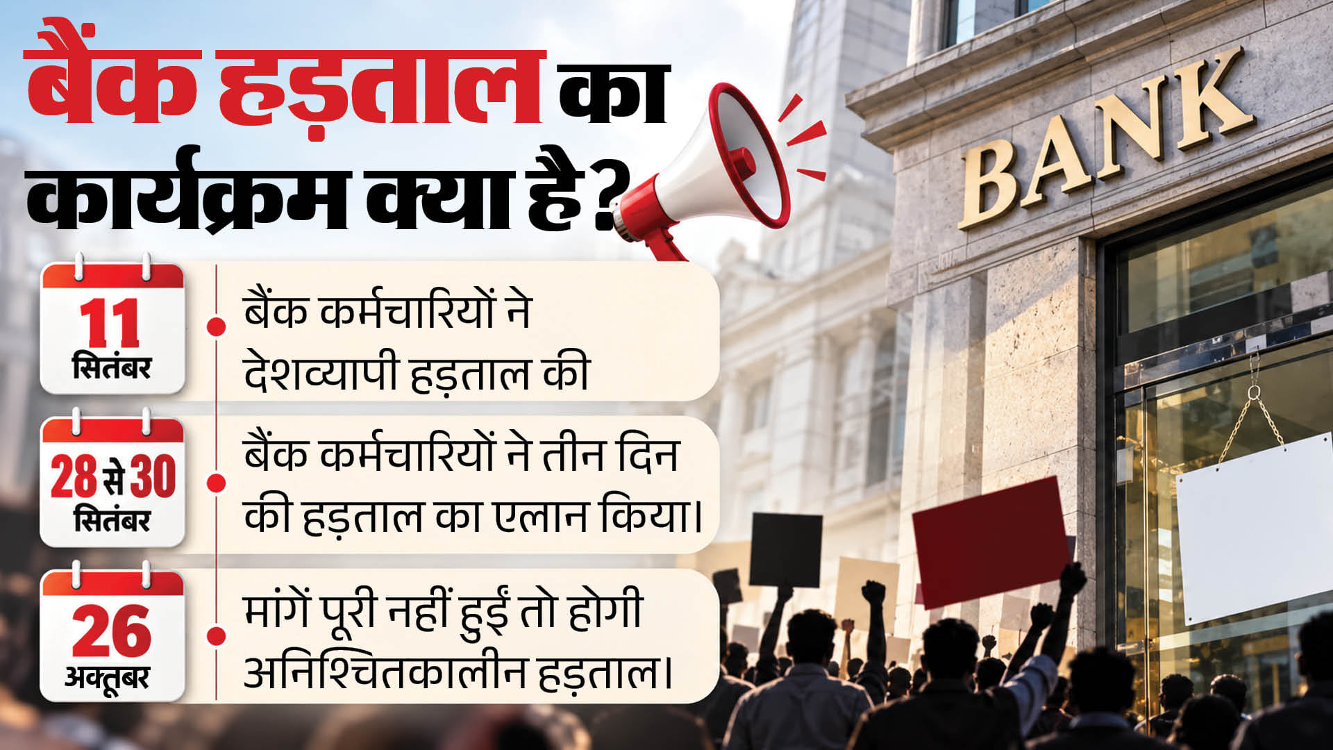 हड़ताल का कार्यक्रम क्या?