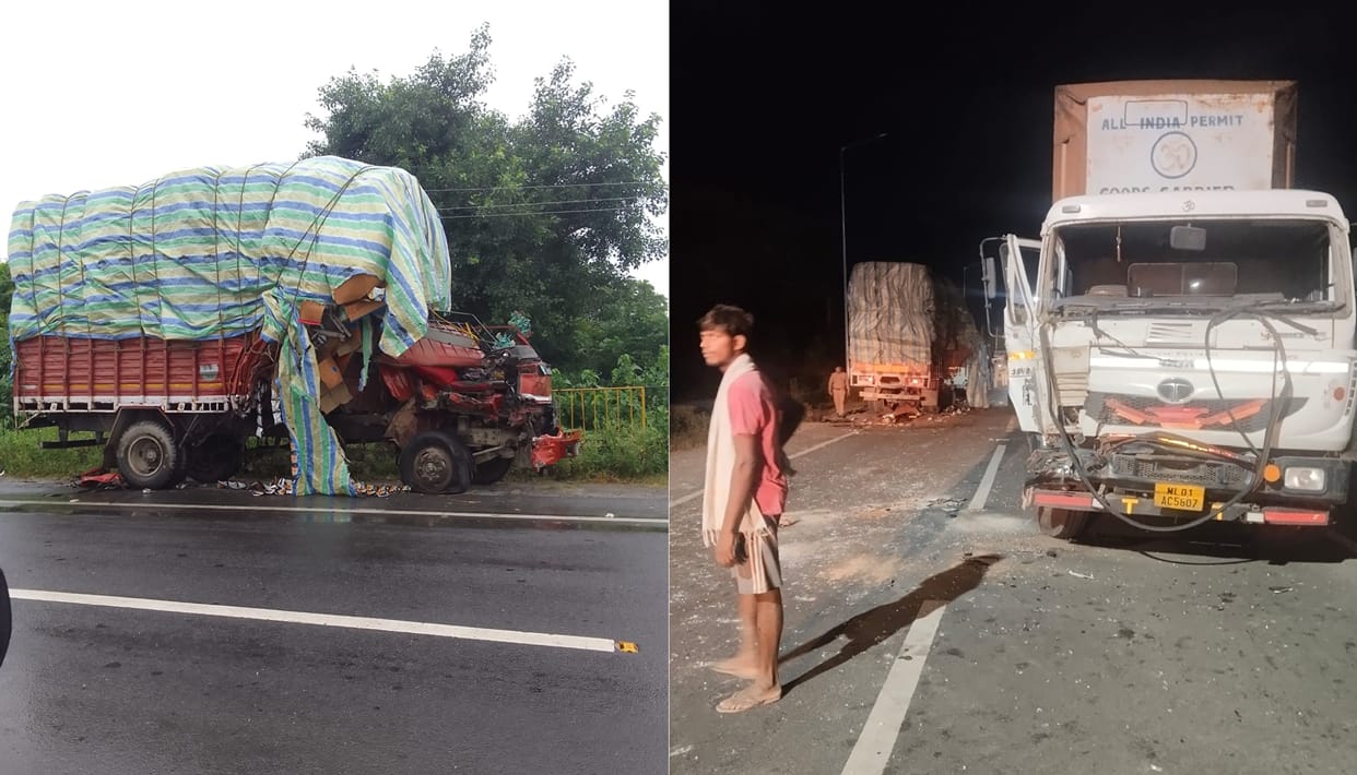 Farrukhabad DCM runs over motorcycle then collides with tractor and container husband dies wife injured