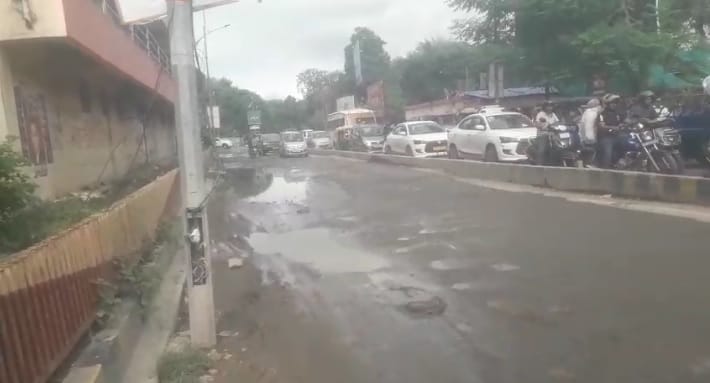 Kanpur Road built for Governors visit disintegrates within 15 days 40 potholes appear over 60 meter stretch