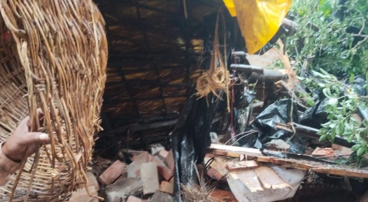 Hardoi massive tree fell onto house causing wall to collapse young child died while the parents were injured