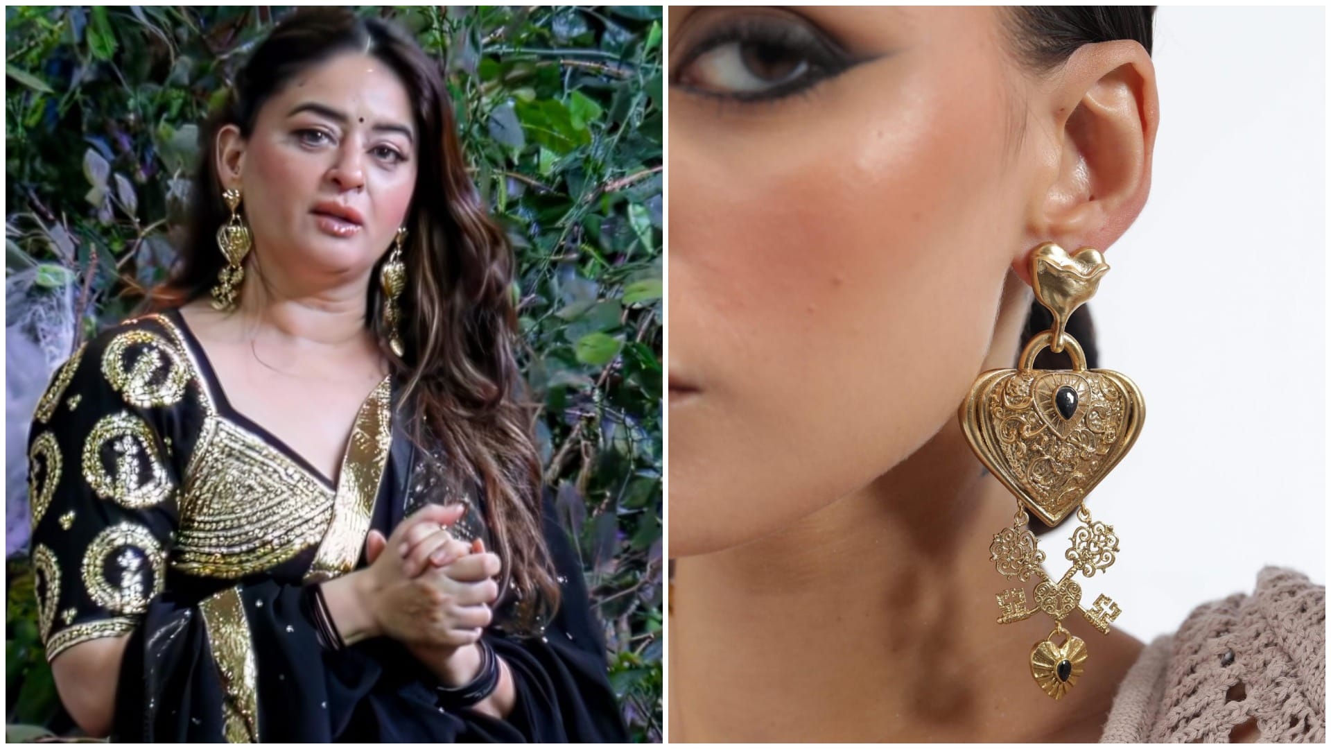 Bigg Boss Weekend Ka Vaar Mahi Vij’s Black Lehenga Look: Check Price of Her Outfit and Heart Shaped Earrings