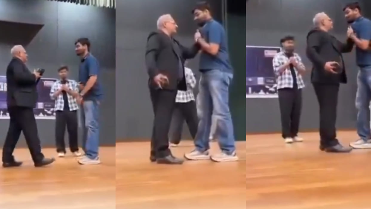 Ahmedabad university Jaldi bol panvel nikalna hai professor grabs student collar video viral news in hindi