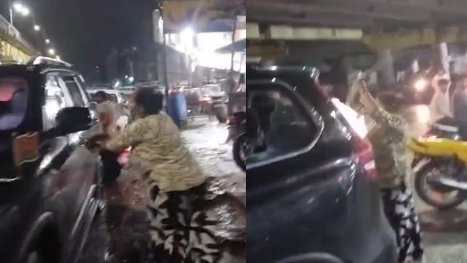 Auraiya: Woman vandalizes Scorpio following a dispute over overtaking