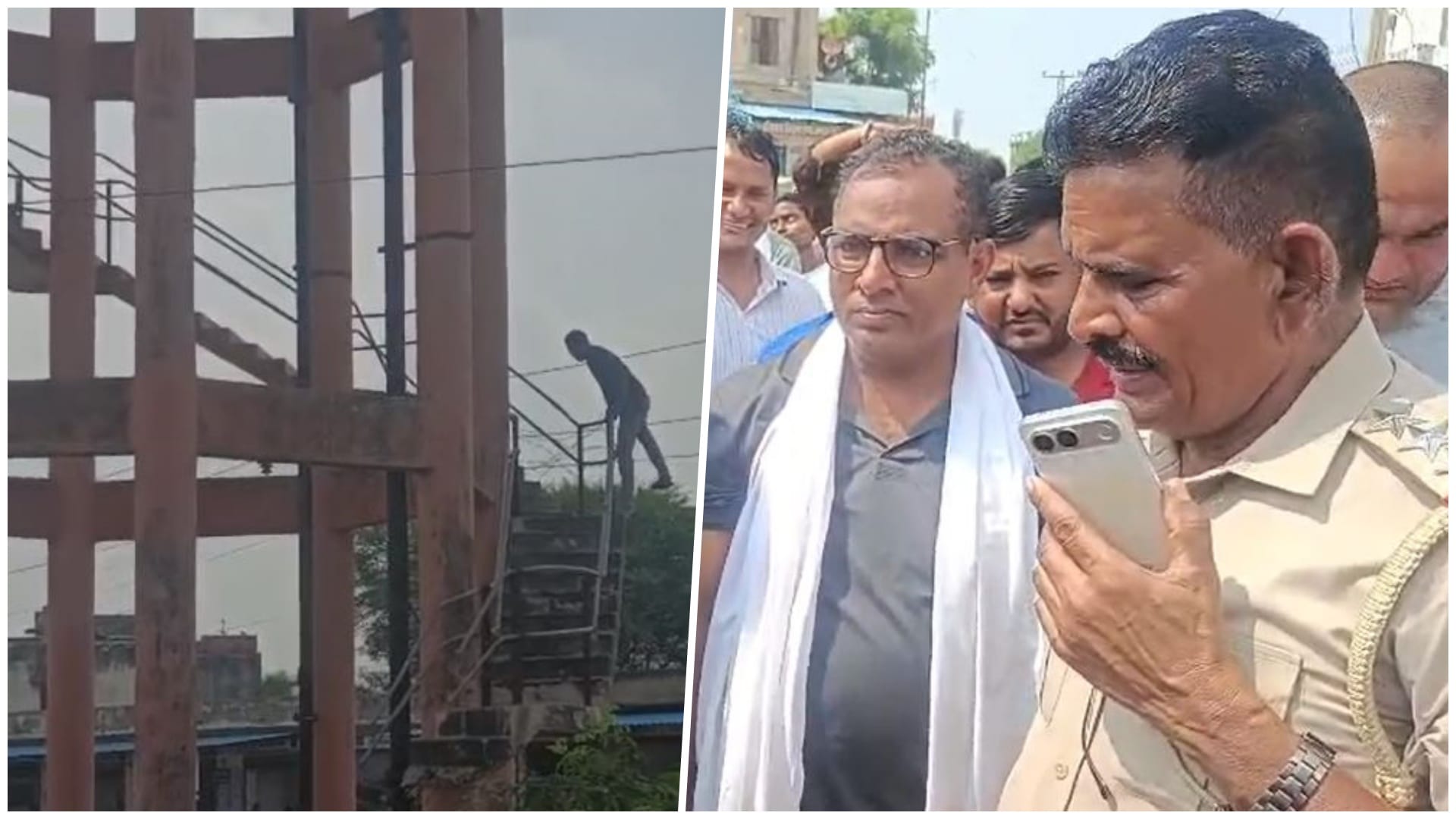 युवक के साथ समझाइश करते पुलिस अधिकारी