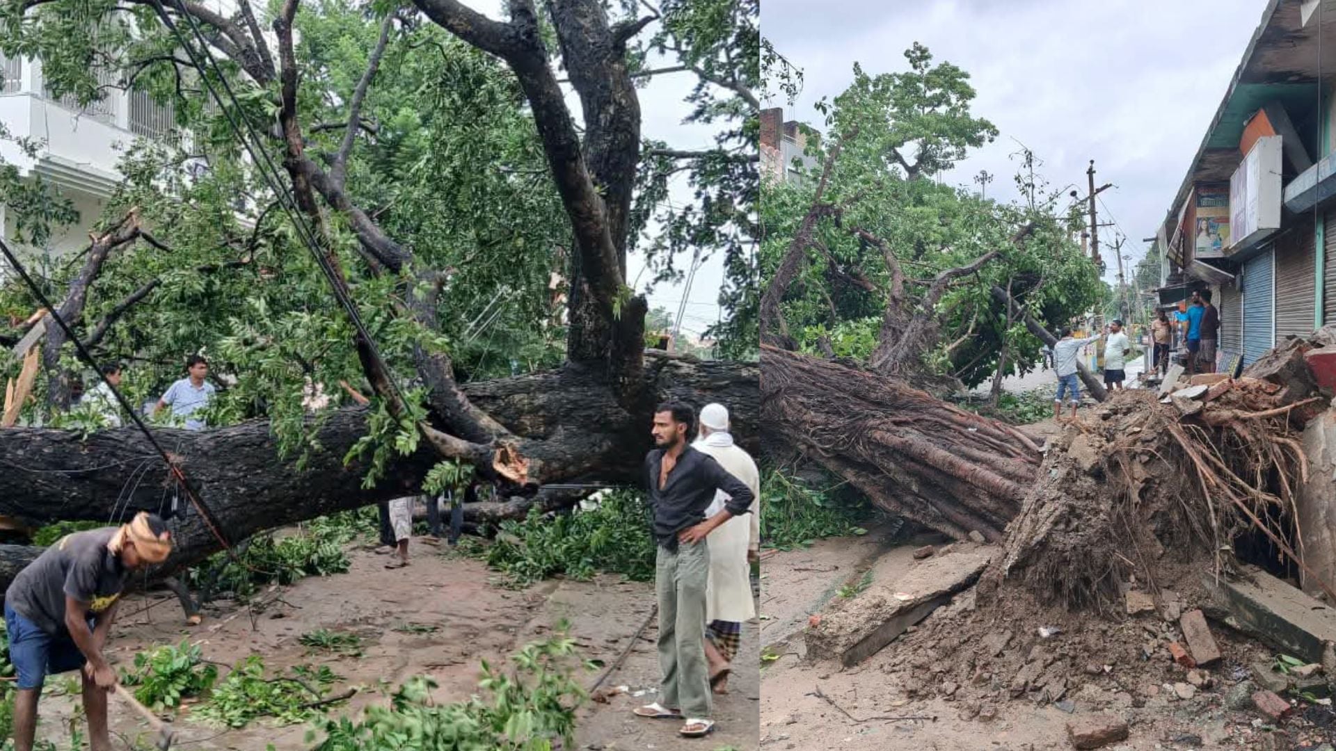 तेज बारिश और आंधी के कारण आम जनजीवन अस्त-व्यस्त हुआ