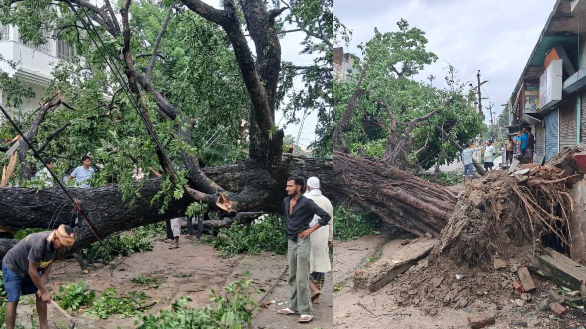 तेज बारिश और आंधी के कारण आम जनजीवन अस्त-व्यस्त हुआ