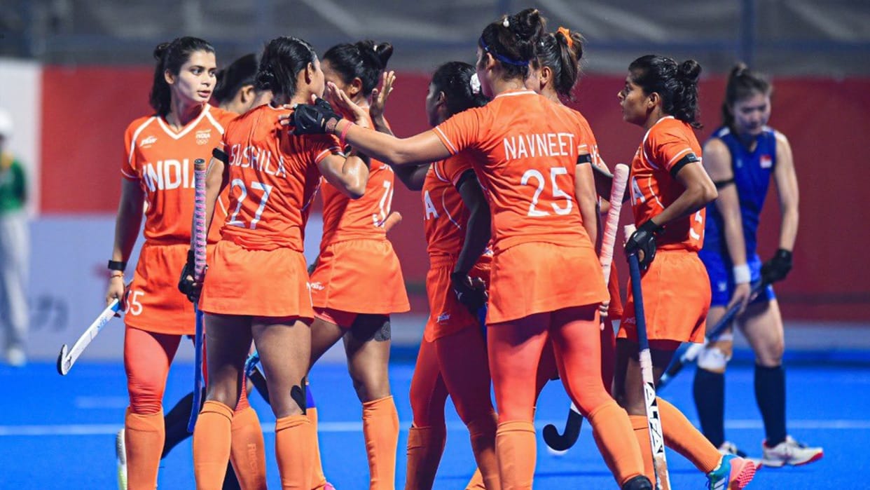 Indian women Hockey team beat Singapore to finish unbeaten to play Korea in semifinals match highlights