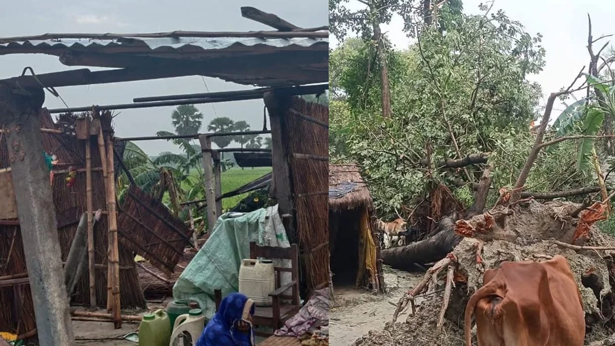 Cyclonic Storm Hits Muzaffarpur Roof Blown Off Trees Uprooted and Power Outages Reported three to four Injured