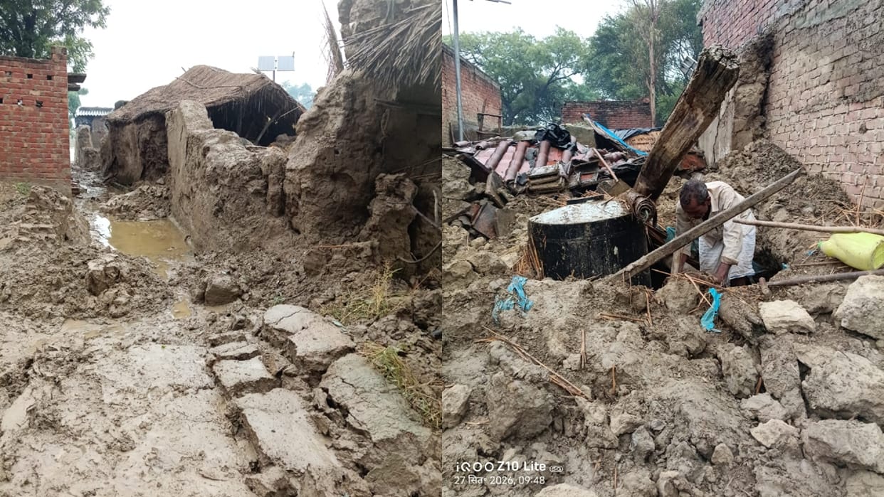 Ramganga river water level rises 20 mud houses collapsed due to rain in Budaun