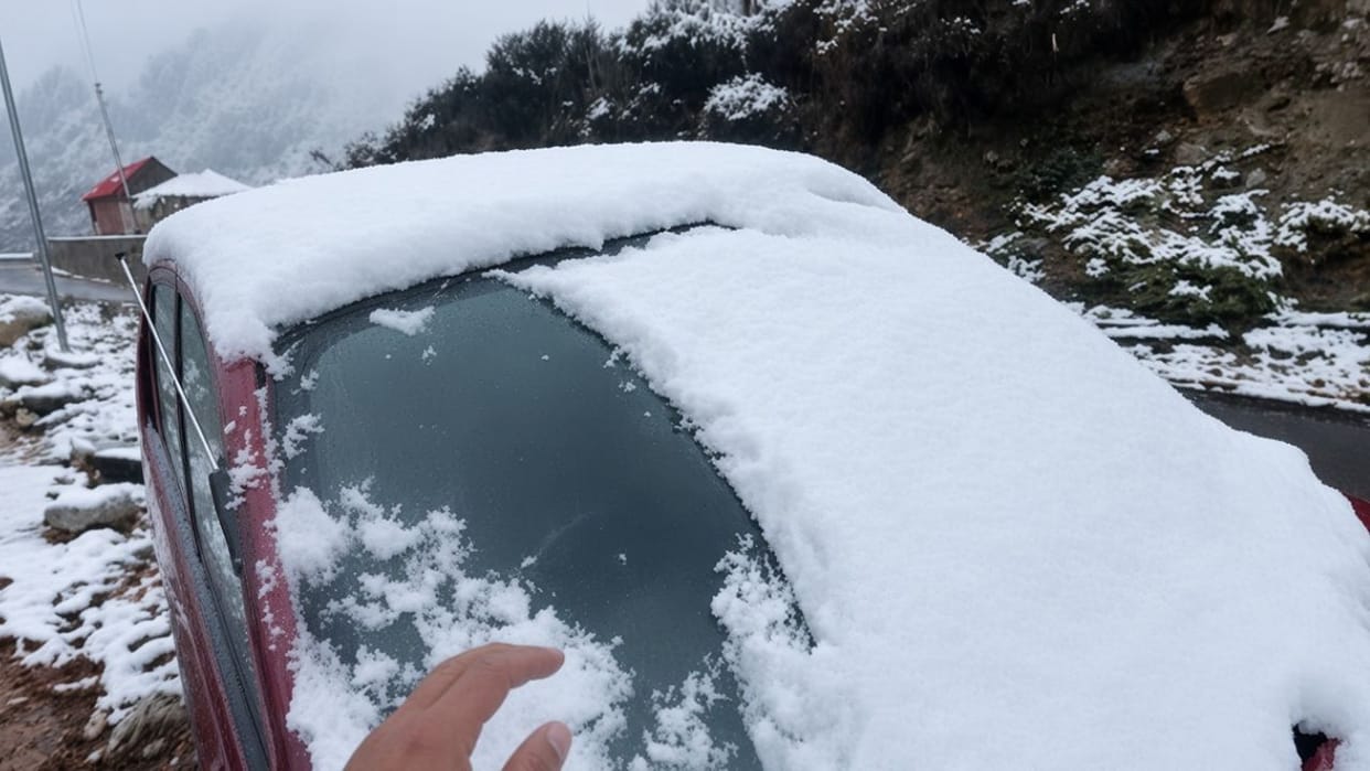 kinnaur snowfall rain spiti first snowfall nako kaza road closed