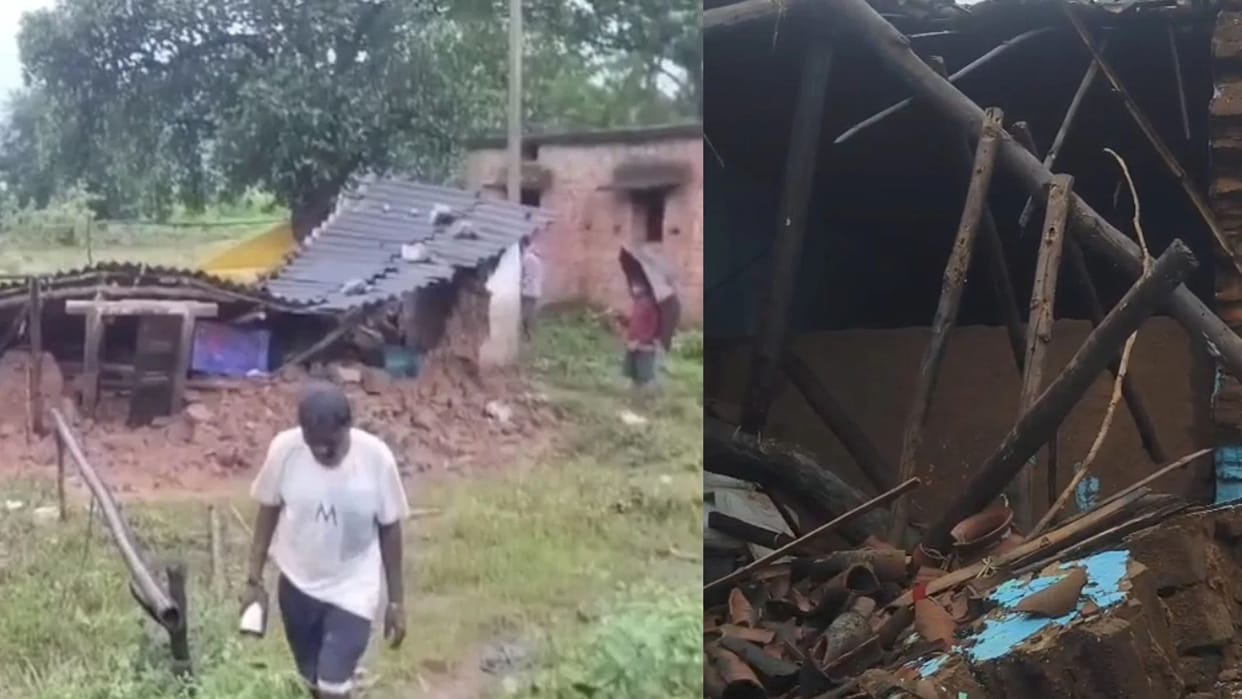 Jharkhand Weather Disaster Torrential Rains Destroy Houses in Gumla Multiple Families Left Homeless