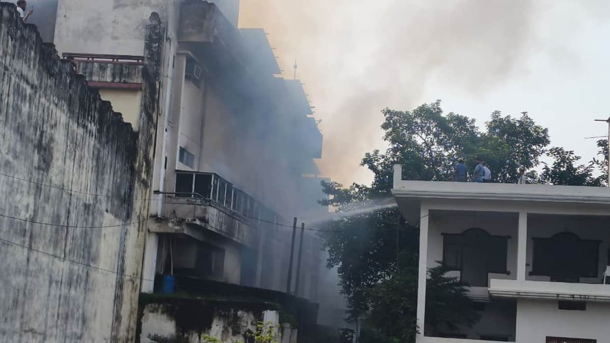 Massive fire fan factory houses evacuated drums turpentine and solvent compounded challenge fire crews deploye