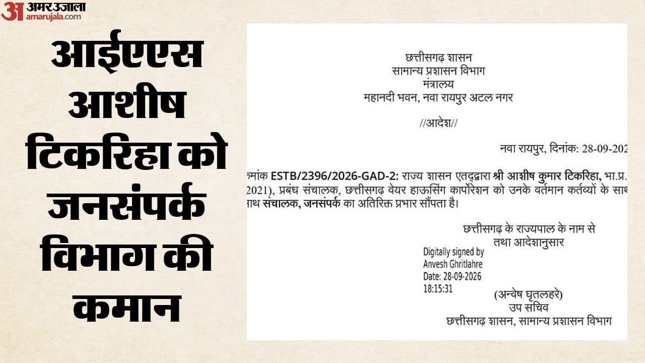 अधिकारी आशीष कुमार टिकरिहा को मिला जनसंपर्क विभाग