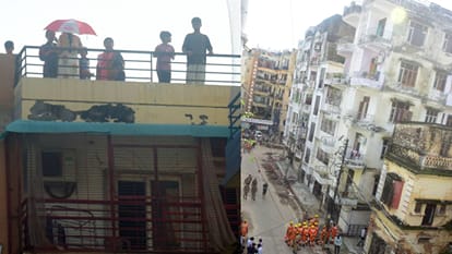 UP People apartment pillar cracked prop up NDRF evacuated families.