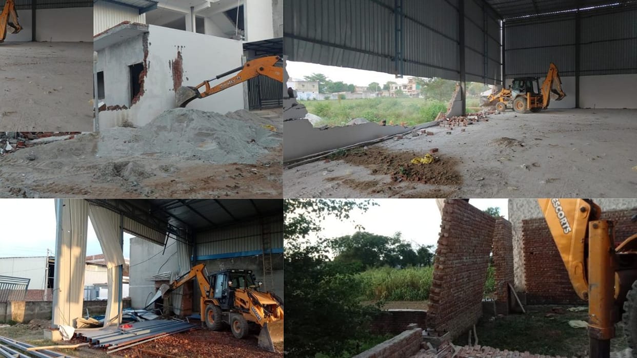 Bulldozer action against illegal colonies in Faridabad